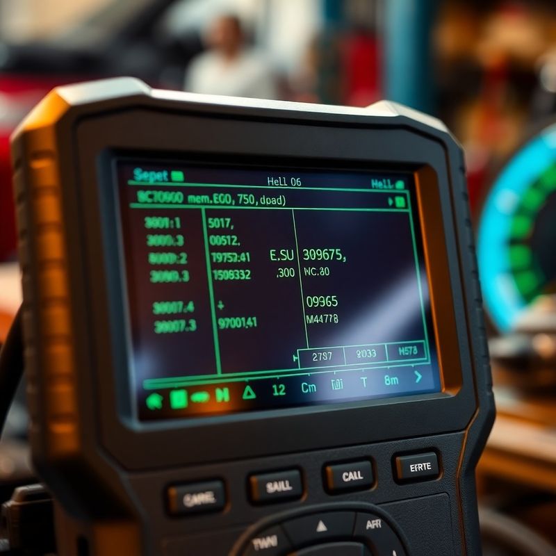 Ecran macro al unui scaner auto afișând coduri ECU și parametri live