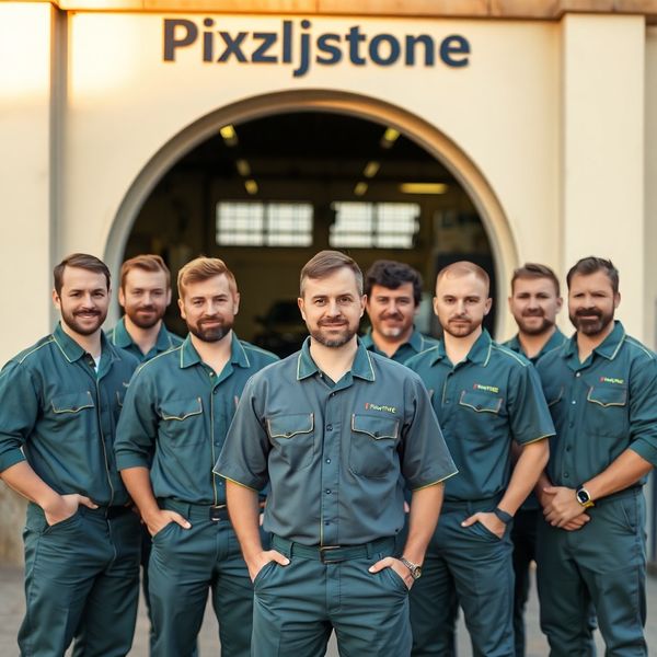 Echipa Pixeljstone în fața atelierului din București